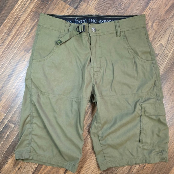 prAna Men Olive Green Cargo Shorts Size 30 Outdoor Adventure Hiking Travel gorp - Picture 1 of 8